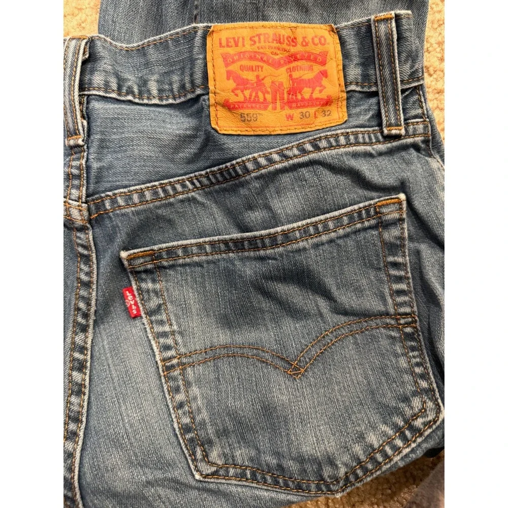 Levi's 559 Relaxed Straight‎ Leg Jeans Men's W30 L32 Blue Denim Casual Stain